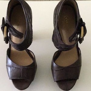 Women high hell ankle shoes Chestnut